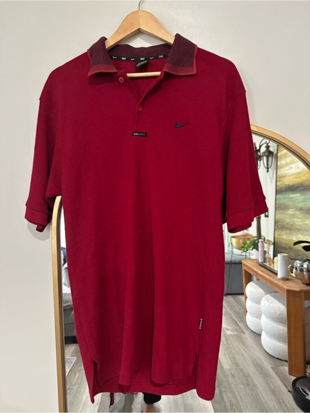 Nike Dri-FIT Men’s Burgundy Red Golf Polo Shirt Swoosh Short Sleeve XXL - Picture 2 of 9